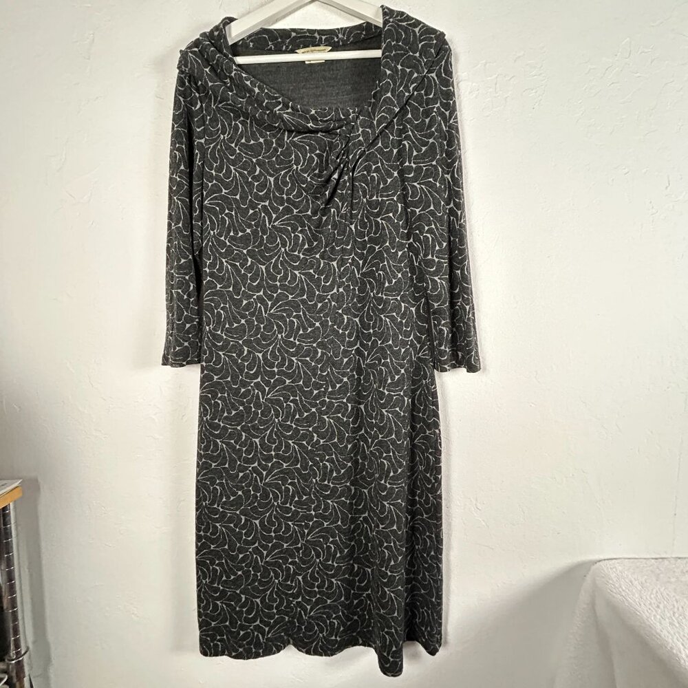 Royal Robbins Women's Rain Drop Shift Dress Large Black Wool Blend Long Sleeve